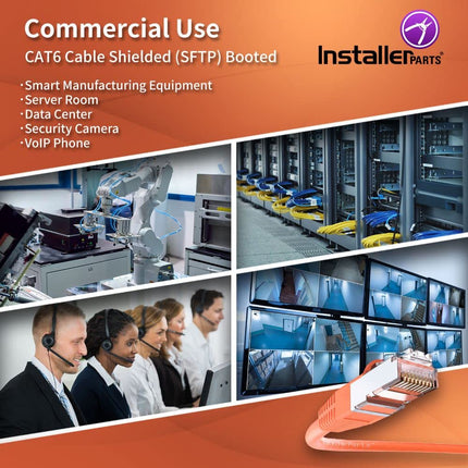 InstallerParts (5 Pack Ethernet Cable CAT6 Cable Shielded (SSTP/SFTP) Booted 6 FT - Orange - Professional Series - 10Gigabit/Sec Network/High Speed Internet Cable, 550MHZ