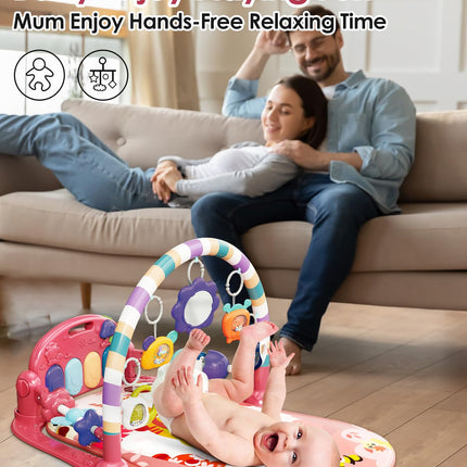 Pink Tiger Theme Baby Play Mat Gym with Kick & Play Piano