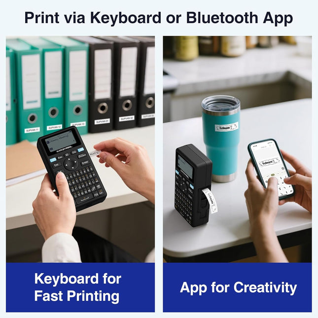 Bluetooth Label Maker with Keyboard and App Support