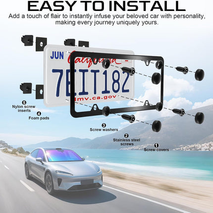 LivTee Anti Theft License Plate Screws Set for Securing Frames and Covers, License Plate Bolts, M6 (1/4") Tamper Proof Screws, Caps Cover for Front Rear Frame Holder Mounting (Black-4PCS)