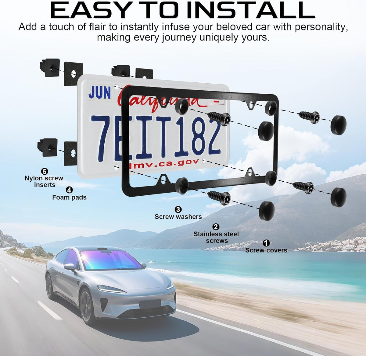 Anti Theft License Plate Screws Set for Securing Frames and Covers, License Plate Bolts, M6 (1/4") - photo 5