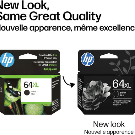 HP 64XL Black High-Yield Ink Cartridge | Works with Envy Inspire 7250e, 7950e; Envy Photo 6200, 7100, 7200, 7800, 7900; Tango Series | Eligible for Instant Ink | N9J92AN