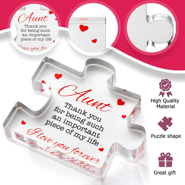 Aunt Gifts - Engraved Acrylic Block Puzzle Aunt Gift 3.35 x 2.76 inch