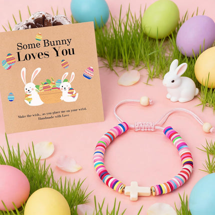 Handmade Gifts for Kids/Girls/Teens/Women-Cute Cross Bracelet First Communion Baptism Confirmation Graduation Gifts, Colorful Religious Bracelets Christian Jewelry Jesus Faith Trendy Stuff