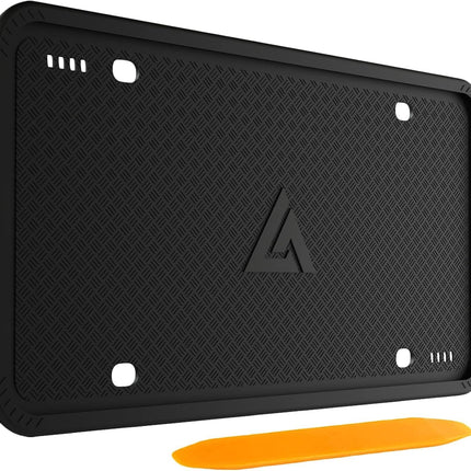 Aujen Silicone License Plate Frames Black, 1 Pack Car License Plate Frame, Universal US Car Black License Plate Holders Brackets Rust-Proof, Rattle-Proof, Weather-Proof Car Accessories(Black)