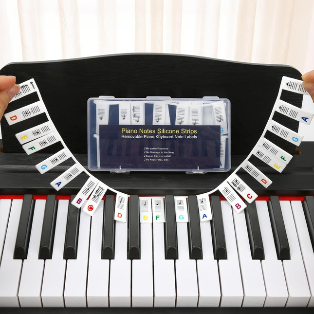 Premium Silicone Piano Keyboard Note Labels for Beginners, Removable & Reusable Piano Keyboard Stickers for Learning