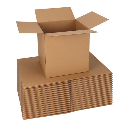 12x12x12 Shipping Boxes 10 Pack, Brown Corrugated Cardboard Boxes with Side-Lock and Pre-Applied Double-Sided Tape, Easy Assemble Packing Mailer Boxes for Small Business Shipping