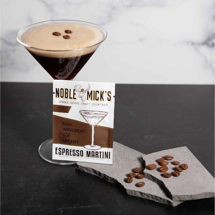 Noble Mick's Single Serve Craft Cocktails - Espresso Martini Drink Mix (Bundle of 6 Packets) - 25 Calories