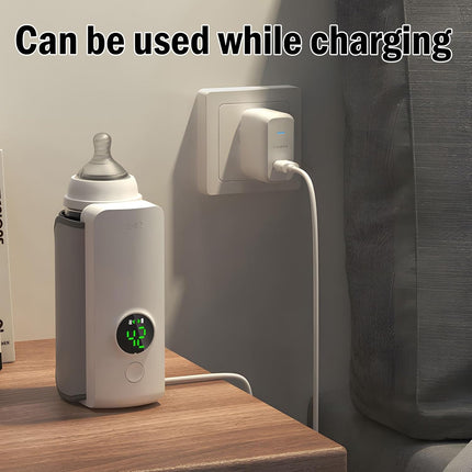 Portable Bottle Warmer, Rapid Warming with Battery-Powered Temperature Display, Waterless Milk Warming for Comfortable Baby Feeding On The Go