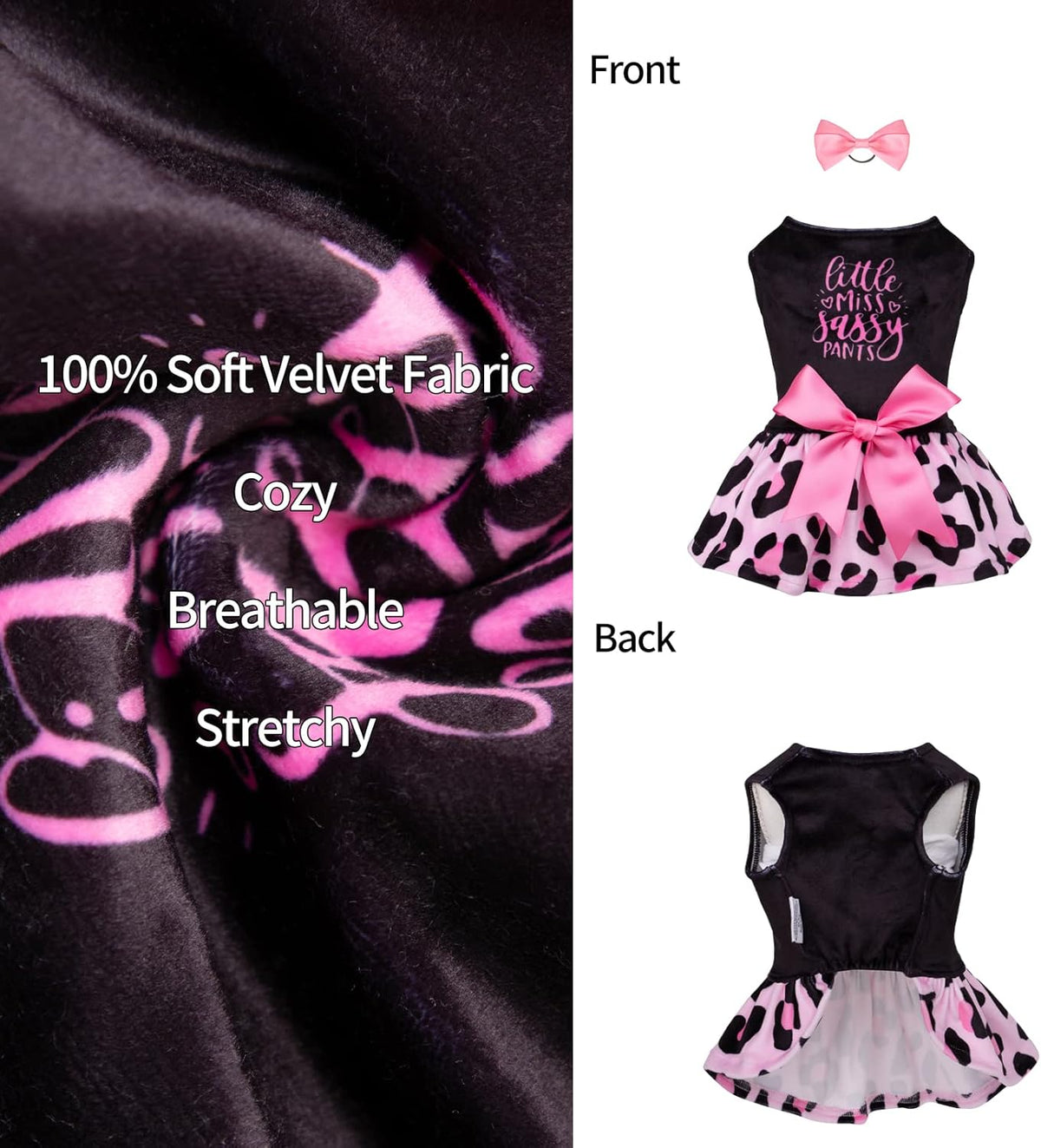 Little Miss Sassy Pants Pink Leopard Velvet Dog Dress - photo 3