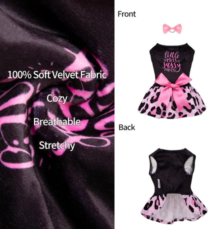 Little Miss Sassy Pants Pink Leopard Velvet Dog Dress - photo 3