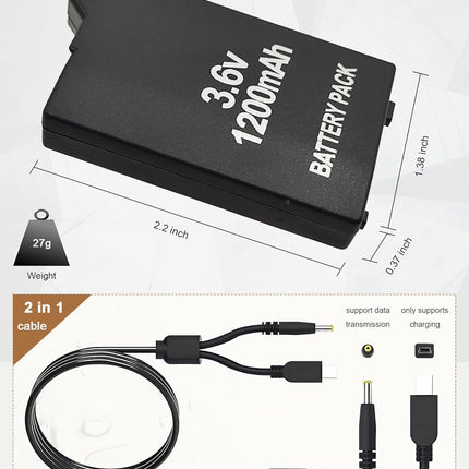 Battery for Sony PSP 3000 2000: Model PSP-S110 Portable Replacement Battery Pack 3.6V 1200mAh for Sony PlayStation PSP 2001 3001 Slim with Charger Cable