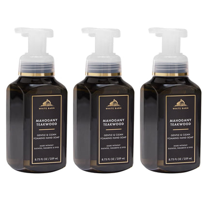 Bath & Body Works Mahogany Teakwood Gentle & Clean Foaming Hand Soap - Germ-Cleansing Hand Soap with Gentle Cleansing & Conditioning Formula - Dermatologist Approved - Thoughtful Gift- 3-Pack