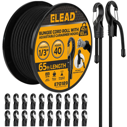 Bungee Cords Heavy Duty Outdoor: 20 Pcs Rubber Bungee Cords with Hooks in a Storage Jar Includes 10", 18", 24", 30", 36", 48" Bungee Cord for Camping, Tent, Fastening Items