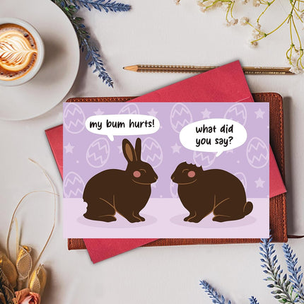 Funny Easter Card, Hilarious Chocolate Bunny Greeting with Sweet Easter Wishes, Humorous Easter Card for Friends, Family