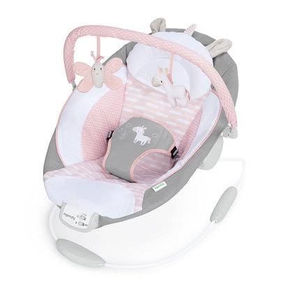 Soothing Baby Bouncer Infant Seat with Vibrations, Toy Bar & Sounds, Pink Unicorn, 0-6 Months