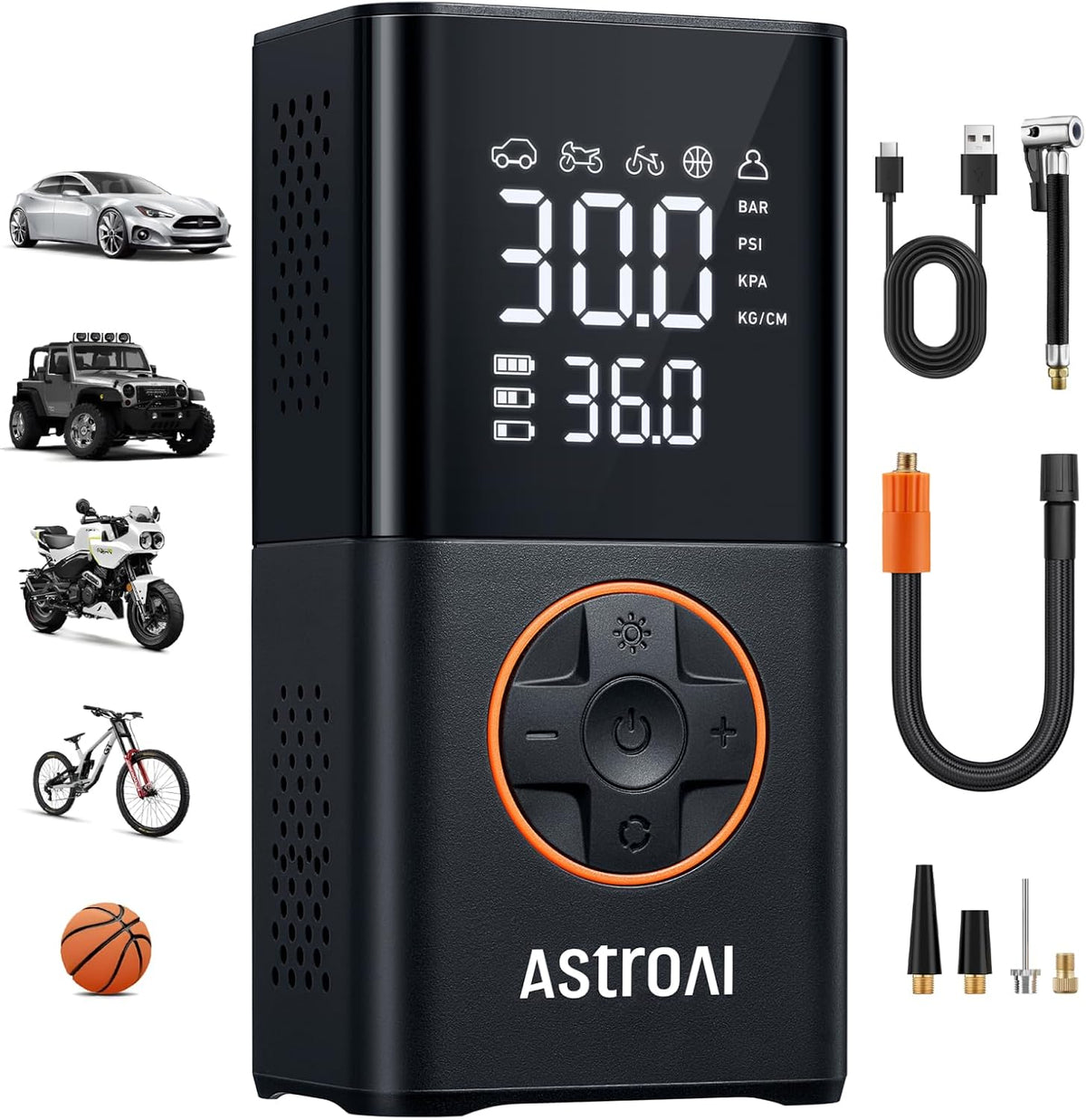 150 PSI Cordless Portable Tire Inflator with Digital Display and LED Light