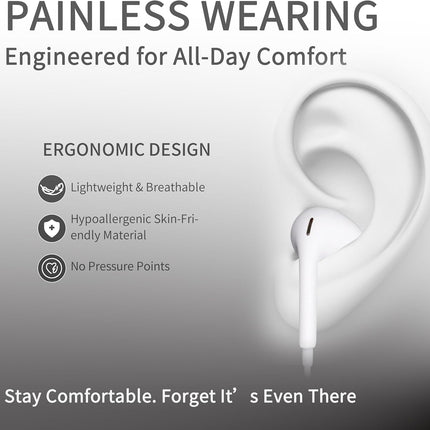 Wired Headphones for iPhone Ear buds with Lightning Connector (Built-in Microphone & Volume Control) Earbuds Compatible for iPhone 14/14 Pro/14 Plus/13/12/11/XR/XS/X/8/7【Official Certified Earphones】