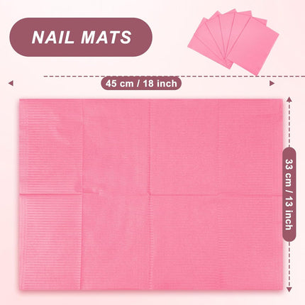 40pcs Disposable Nail Mats, Nail Desk Protection, Desk Accessories For Manicure Pedicure, Waterproof Easy To Clean Versatile For, Salon Nails & Home Diy Nail Art Supplies, 13"X18"Pink