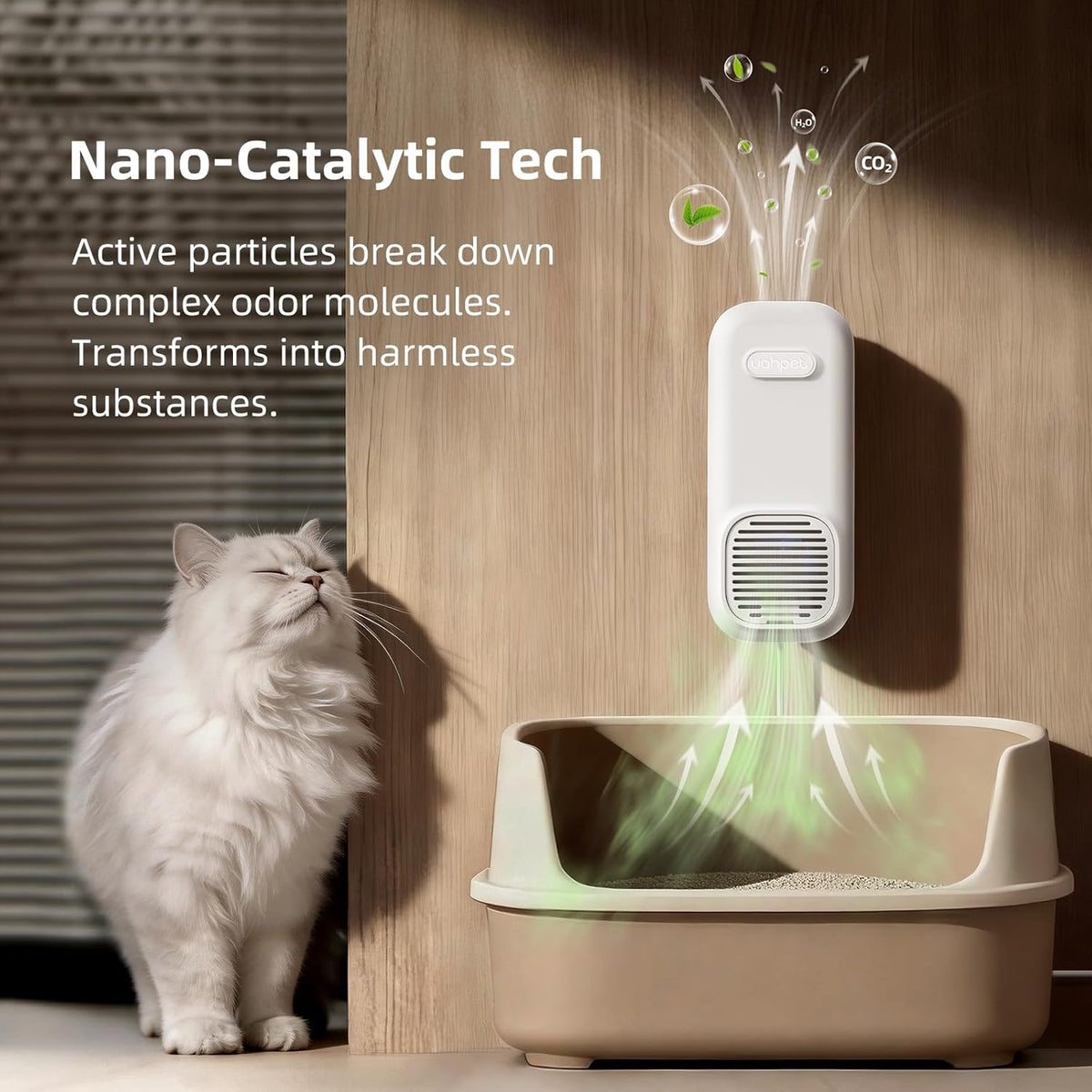 Cat Litter Deodorizer, No Ozone Air Purifier Plug in, Nano-Tech Cat Odor Eliminator for Litter Box - photo 2