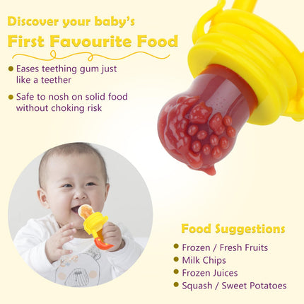 Alimentador de frutas para bebé/chupete de alimentos frescos (paquete de 3) - Alimentadores para dentición infantil | Mordedor de silicona para bebés | Chupete esencial para alimentos sólidos para bebés, niños pequeños e infantes