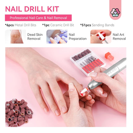 SAVILAND Acrylic Nail Kit with U V Light: HEMA & MMA Free Acrylic Set with Nail Drill Clear White Pink Acrylic Powder, 3 Colors Gel Nail Polish, Complete Manicure Tools for Acrylic Nail Home Salon Use