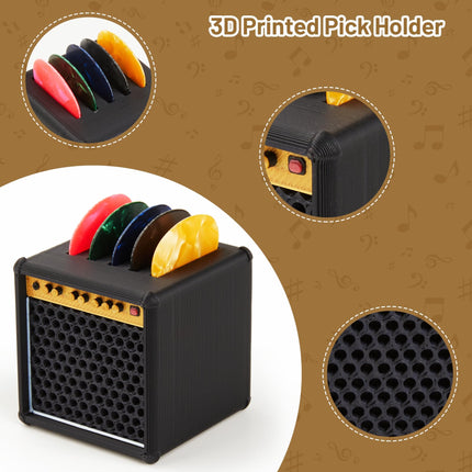 Mini Guitar Pick Holder 3D Printed Guitar Amp Picks Display Case for Guitar, Bass, Ukulele, Stylish Guitar Theme Gifts for Music Enthusiasts& Musicians& Guitar Players& Guitarists