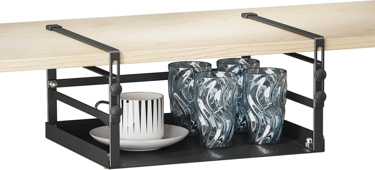 HENGI Under Shelf Storage Basket black installed on shelf