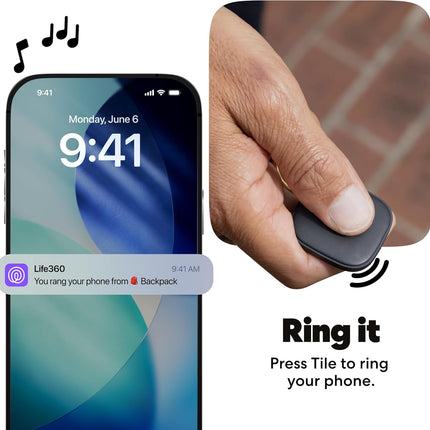 Life360 Tile - Bluetooth Tracker, Keys Finder and Item Locator for Keys, Bags and More. Phone Finder. Both iOS and Android Compatible. 1-Pack (Black)