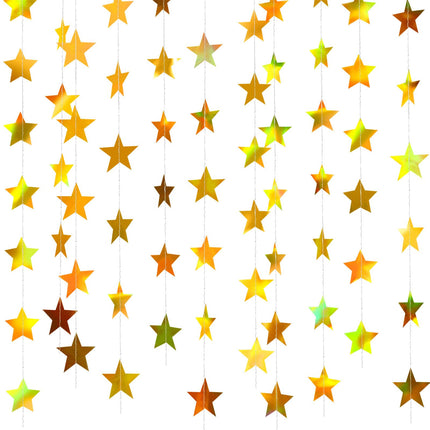 130 ft Star Garland Banner Decor, Gold