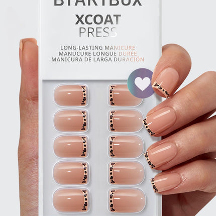 Press On Nails, Short Almond Pink Fake Nails, 32Pcs Full Kit - photo 12