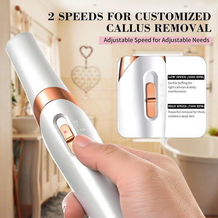 Electric Foot Callus Remover, Rechargeable Foot File Pedicure Kit for Hard Dry Cracked Skin, Professional At-Home Foot Care for Smooth Feet, Ideal Gift for Women and Men