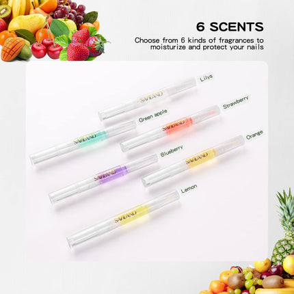 Natural Cuticle Oil Pen: 6PCS Revitalizing Cuticle Oil for Nails with Vitamin E Repaired Cuticles Overnight Cuticle Softener Nail Strengthener Protector for Damaged Skin Thin Nail