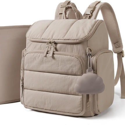 mommore Diaper Bag Backpack, Baby Bag with Waterproof Changing Pad and Stroller Straps for Toddler, Diaper Backpack for Mom Dads with Insulated Pockets & Pacifier Case, Baby Essential, Brown