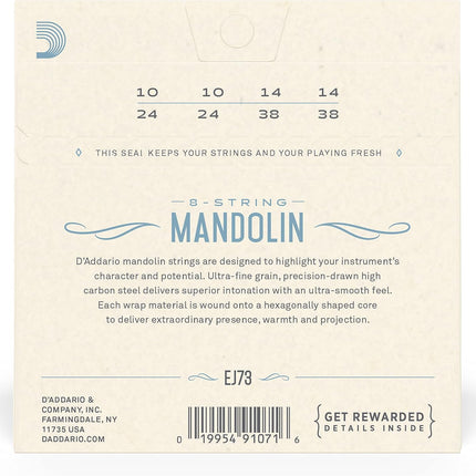 Mandolin Strings, Phosphor Bronze, Light Gauge 10-38, 8-String Set, Pack of 1