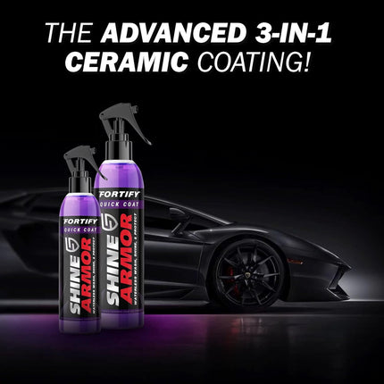 Car Wax Spray and Ceramic Coating for Cars - 3 in 1 Waterless Car Wash and Detailing - Quick Effect Coating Agent for Car - High Gloss Car Coating Spray, Shiny Car Stuff by Shine Armor - 8FlOz
