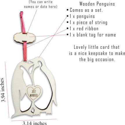 Penguin Wedding Card with Heartfelt Story and a Wooden Windcatcher Keepsake (Wedding)
