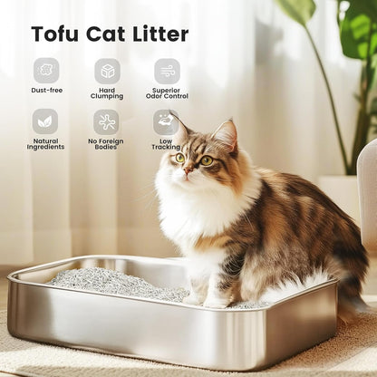 Natural Tofu Cat Litter with Green Tea Extract - [2026] Fast Absorbing & Strong Clumping, Low Dust Cat - photo 2