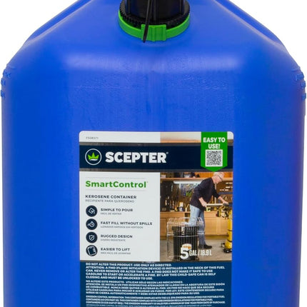 Scepter FSCK552 Fuel Container with Spill Proof SmartControl Spout, Blue Kerosene Can, 5 Gallon
