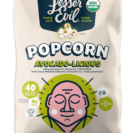 LesserEvil Avocado-licious Organic Popcorn, Amazon Exclusive, Premium Quality, Minimally Processed, No Vegetable Oil, 4.6 Oz, Pack of 3