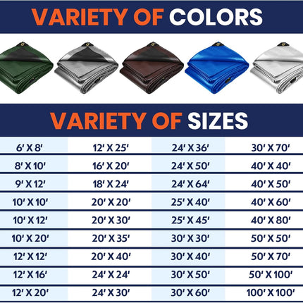 Tarpco Safety Extra Heavy Duty 14 Mil Tarp Cover, Waterproof, UV Resistant, Rip and Tear Proof, Poly Tarpaulin with Reinforced Edges for Roof, Camping, Patio, Pool, Boat (White 12′ X 16′)