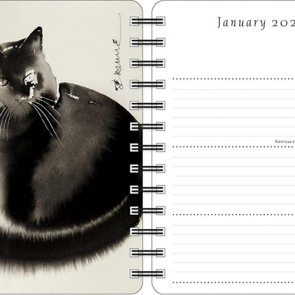 The Artful Cat 2027 Weekly Planner Calendar: Brush and Ink Watercolor Paintings