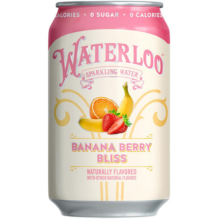 Waterloo Sparkling Water, Banana Berry Bliss Naturally Flavored, 12 Fl Oz Cans (Pack of 12) – Zero Calories and Zero Sugar or Sweeteners
