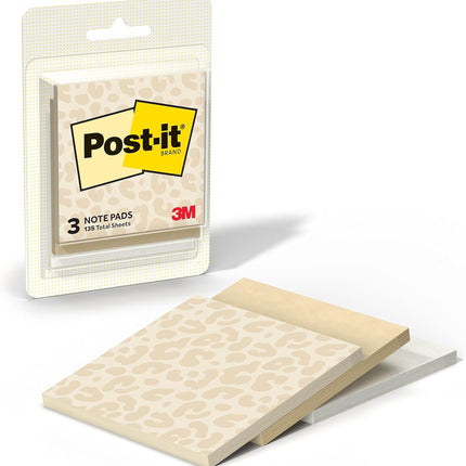 Post-it Polished Patterns Sticky Notes, Blue Cottage Design Featuring 1 Floral Pattern, 1 Washed Denim, and 1 First Snow Sticky Note Pad, 3 in. x 2.9 in., 45 Sheets per Pad