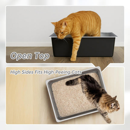 High Sided Stainless Steel Cat Litter Box