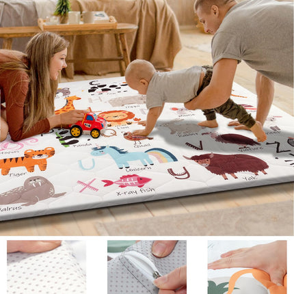 Foam Baby Play Mat 50" x 50" – Removable & Machine Washable Cover, Extra Thick Padding Playpen Mat, Non-Slip Crawling Mat, Easy to Clean for Infants, Toddlers & Babies