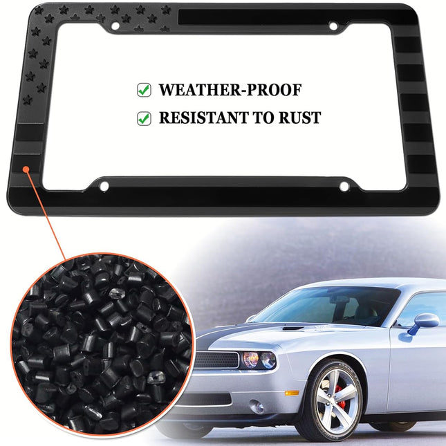 American Flag License Plate Frame- 2 Pack Patriotic ABS Plastic Car