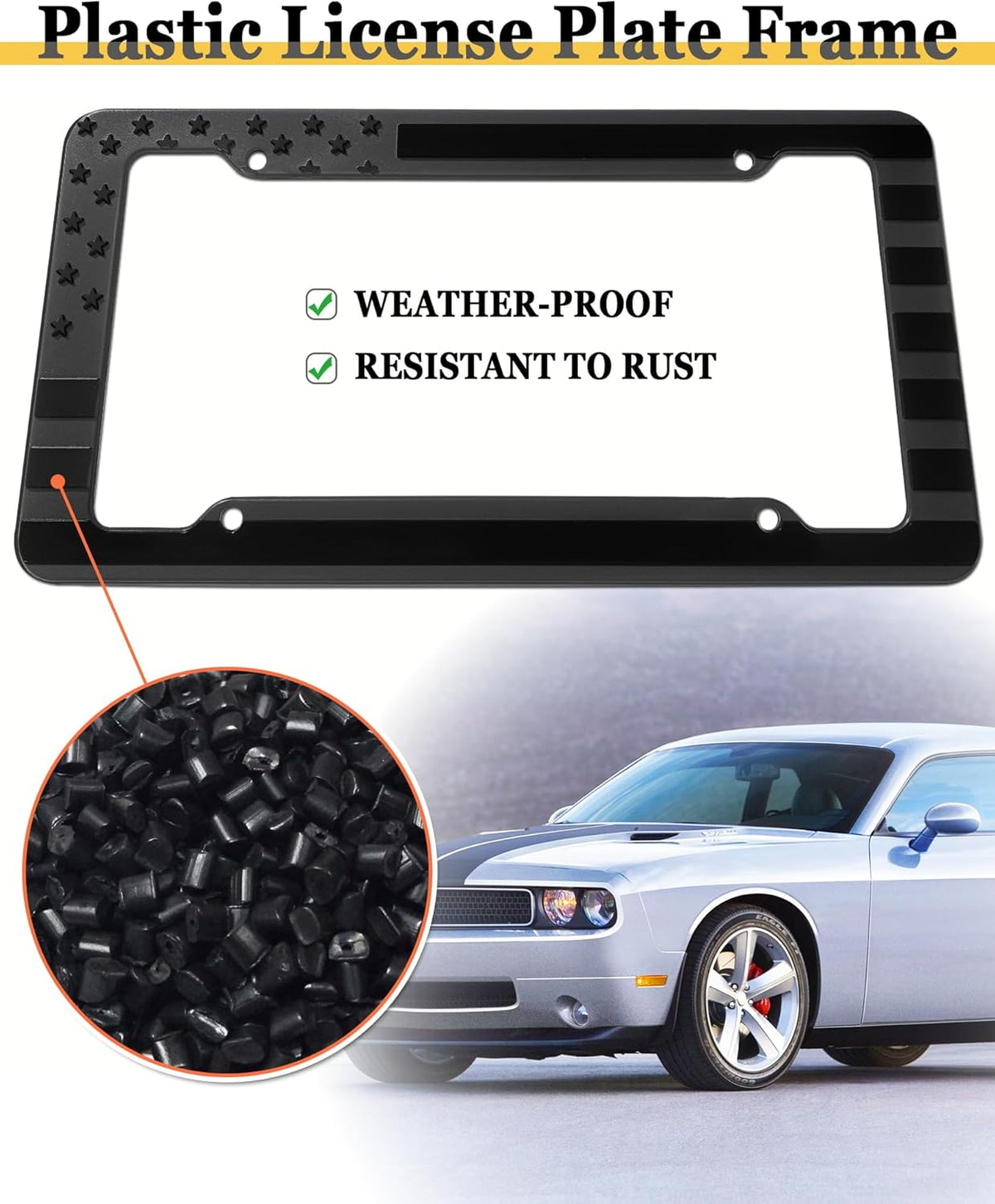 American Flag License Plate Frame- 2 Pack Patriotic ABS Plastic Car - photo 2