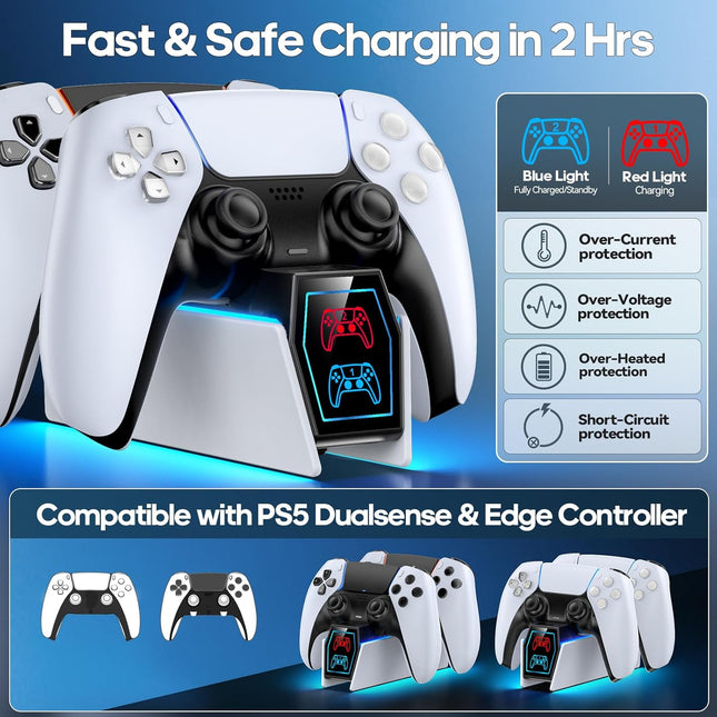 PS 5 Controller Charger Station Compatible with PlayStation 5 Faceplates Edge & Dual Controller, 9 - photo 2