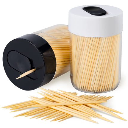 Palillero resistente con palillos de madera natural para limpieza dental, decoración única para el hogar, regalo original (2, azul)
